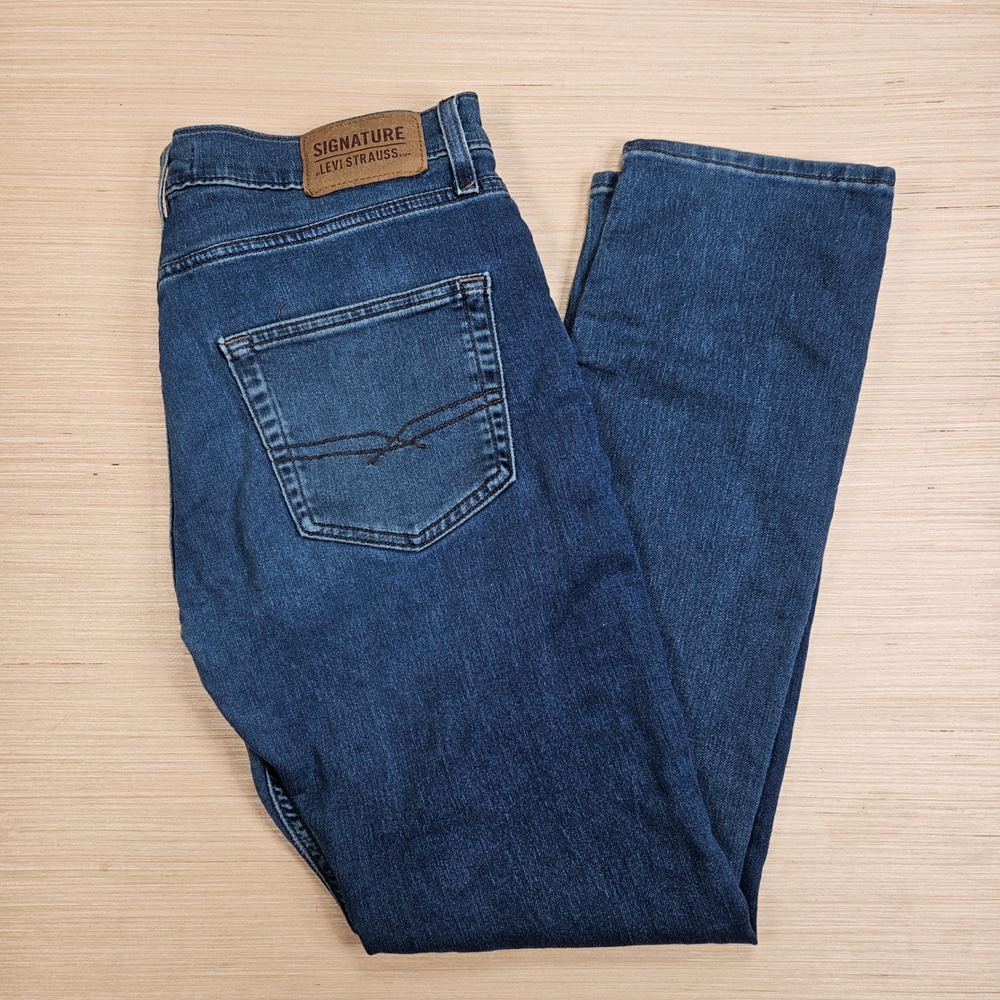 Levi Strauss Signature Jeans Mens 32x32 Fits 32x30 Blue Regular Taper Denim READ